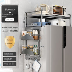 Magnetic Refrigerator Top Storage Rack – Side Mounted Organizer for Single & Double Door Kitchen Use