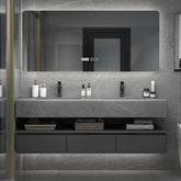 Modern Solid Wood Bathroom Vanity Set with Integrated Sink, Smart Mirror & Storage Cabinet for Home