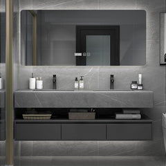 Modern Solid Wood Bathroom Vanity Set with Integrated Sink, Smart Mirror & Storage Cabinet for Home