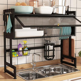 Over-the-Sink Dish Drying Rack | Dustproof Kitchen Shelf & Multi-Organizer
