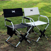 Portable Aluminum Alloy Folding Camping Chair Director's Chair with Backrest for Camping, Fishing, RV & Outdoor Travel