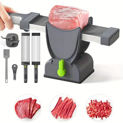 Manual Meat Slicer & Knife Sharpener Set – Stainless Steel, Perfect for Beef, Pork, Lamb – Ideal for Home Cooking & BBQ, Black