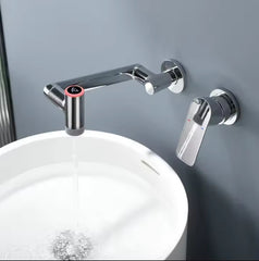 Single Handle Wall-Mounted Bathroom Faucet with Temperature Display – Modern & Functional