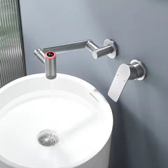 Single Handle Wall-Mounted Bathroom Faucet with Temperature Display – Modern & Functional