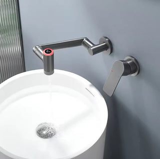 Single Handle Wall - Mounted Bathroom Faucet with Temperature Display - Modern & Functional
