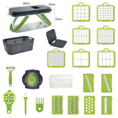 XYlivingstore 22-in-1 Manual Food Chopper with 14 Blades – Multifunctional Vegetable & Meat Slicer