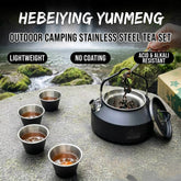 Portable 304 Stainless Steel Tea Set with Teapot for Travel, Camping, Outdoor Brewing & Tea Drinking