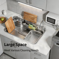 Multi-Functional Stainless Steel Kitchen Sink 30.71"×18.90" Single Bowl Workstation Sink with Faucet & Accessories