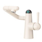 Anti-Splash Brass Faucet with Rotating Design, Digital Display & Modern White/Gunmetal Finish – Smart Bathroom Tap