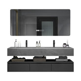 Modern Solid Wood Bathroom Vanity Set with Integrated Sink, Smart Mirror & Storage Cabinet for Home
