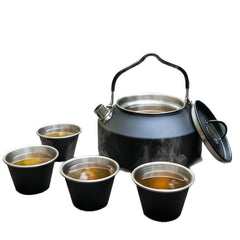 Portable 304 Stainless Steel Tea Set with Teapot for Travel, Camping, Outdoor Brewing & Tea Drinking