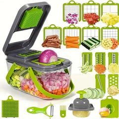 XYlivingstore 22-in-1 Manual Food Chopper with 14 Blades – Multifunctional Vegetable & Meat Slicer