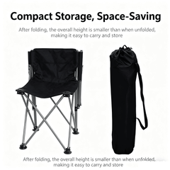 VLEEE Adjustable Folding Camping Chair, High-Back Reclining Outdoor Lounge Chair with Armrests, 200kg Capacity