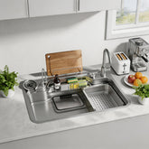 Multi-Functional Stainless Steel Kitchen Sink 30.71"×18.90" Single Bowl Workstation Sink with Faucet & Accessories