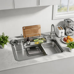 Multi-Functional Stainless Steel Kitchen Sink 30.71"×18.90" Single Bowl Workstation Sink