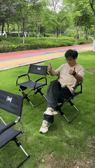 Portable Aluminum Alloy Folding Camping Chair Director's Chair with Backrest for Camping, Fishing, RV & Outdoor Travel