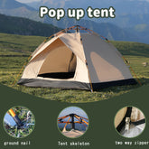 Automatic Camping Tent with UV Protection, Quick-Open 4-Person Outdoor Shelter for Beach, Fishing, Hiking & Hunting