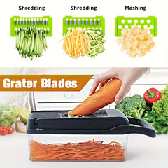 XYlivingstore 22-in-1 Manual Food Chopper with 14 Blades – Multifunctional Vegetable & Meat Slicer