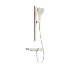 Xystore Vintage White Shower Set with Adjustable Riser Rail, Dual Hot & Cold Function, Bathtub & Wall Mount
