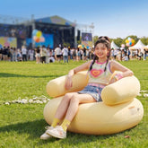 Festival Inflatable Air Lounger with Built-in Air Pump, Portable Single Camping Sofa for Outdoor, Beach & Music Festivals