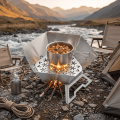 Portable Hexagonal Charcoal Grill and Outdoor Fire Pit for Camping
