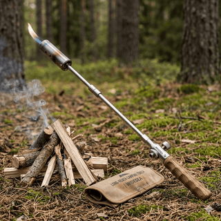XYlivingstore Camping Long Flame Igniter – Portable Wooden Handle Gas Burner for BBQ & Outdoor Cooking