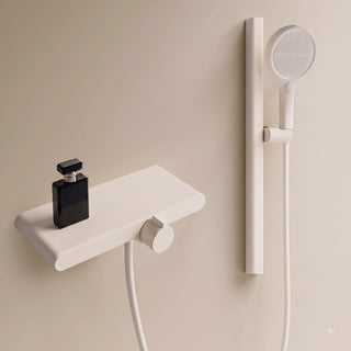 Xystore Vintage White Shower Set with Adjustable Riser Rail, Dual Hot & Cold Function, Bathtub & Wall Mount