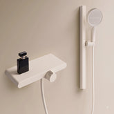 Xystore Vintage White Shower Set with Adjustable Riser Rail, Dual Hot & Cold Function, Bathtub & Wall Mount