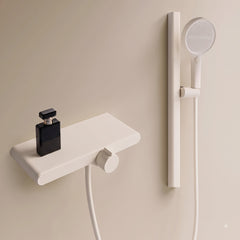Xystore Vintage White Shower Set with Adjustable Riser Rail, Dual Hot & Cold Function, Bathtub & Wall Mount