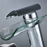 XYlivingstore Glass Waterfall Bathroom Basin Faucet – Hot and Cold Mixer with Short and Tall Options