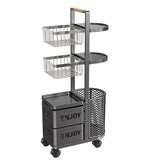 360° Rotating Carbon Steel Kitchen Storage Basket with Adjustable Height and Easy-Clean Design