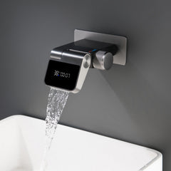 New Concealed Wall-Mounted Waterfall Faucet – Full Copper, Digital Display & Swivel Spout
