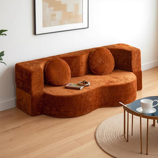 Vacuum-Compressed Foldable Sofa Bed – Retro Fabric Couch for Small Spaces