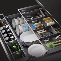 XYlivingstore Aluminum Cabinet Organizers – Pull-Out Baskets for Deep Dishes, Bowls, and Tableware Storage