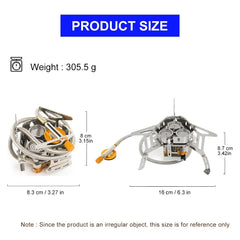 VLEEE Foldable Three-Burner Camping Gas Stove with Piezo Ignition & 60 cm Hose