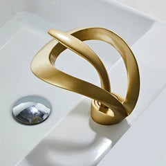 Matte Gold and Black Waterfall Bathroom Basin Faucet – Brass Vanity Sink Mixer Tap for Hot and Cold Water