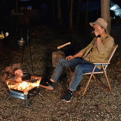 Nordic Stainless Steel Fire Pit Table with BBQ Grill and Glass Wind Guard