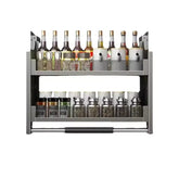XYlivingstore Gun Ash Kitchen Cabinet Drop-Down Lift Basket – Up & Down Buffer Door Storage Rack for Spices and Seasonings