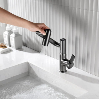 Rotatable Single-hole Faucet with Temperature Display & Pull-out Sprayer