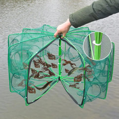 Foldable Hexagon Octagon Fishing Net 6/8/10 Holes Nylon Retractable Fish Trap for Shrimp, Crab, Eel & Lobster