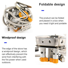 VLEEE Foldable Three-Burner Camping Gas Stove with Piezo Ignition & 60 cm Hose