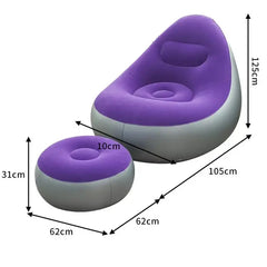 XYstore Inflatable Chair with Ottoman Foldable Air Sofa for Living Room, Bedroom, Garden, Camping & Outdoor Relaxation