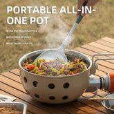 Portable Cassette Camping Stove with All-in-One Cooking Pot