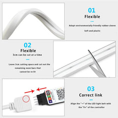 USB RGB Neon LED Strip Lights with App Control and Smart Voice Support