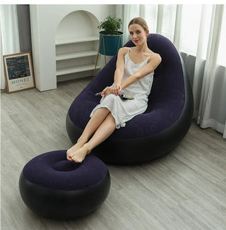 Inflatable Chair with Ottoman Foldable Air Sofa for Living Room, Bedroom, Garden, Camping & Outdoor Relaxation