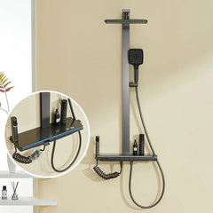 New Gray Supercharged Thermostatic Shower Set | Milk White Digital Shower Head for Small Apartments