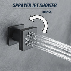 Bathroom Sprayer Jet Shower Two Functions Water Flow With Angel Adjustable Brass Body Black Gold Chrome