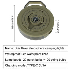 Rechargeable Camping Ambient Light with Type-C Charging and 6 Modes