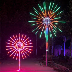 Double-sided RGB firework landscape light with pole