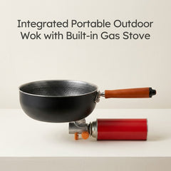 23cm Portable Outdoor Non-Stick Frying Pan with Butane Gas Canister Connector